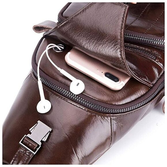 Leather Sling Bag Crossbody Backpack for Men Women-04coffee main image 4